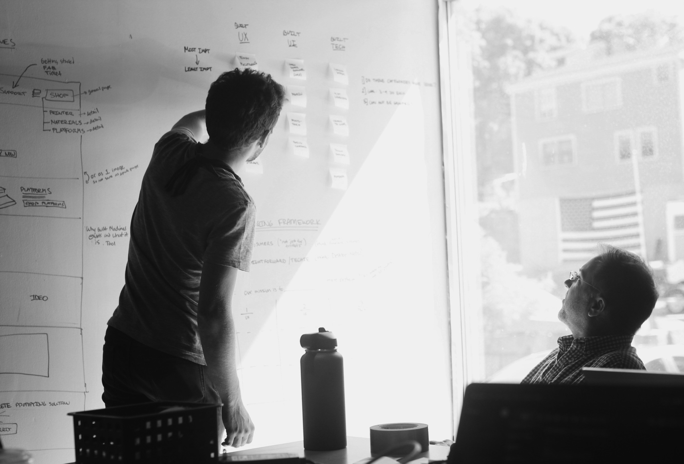 Working session at a whiteboard