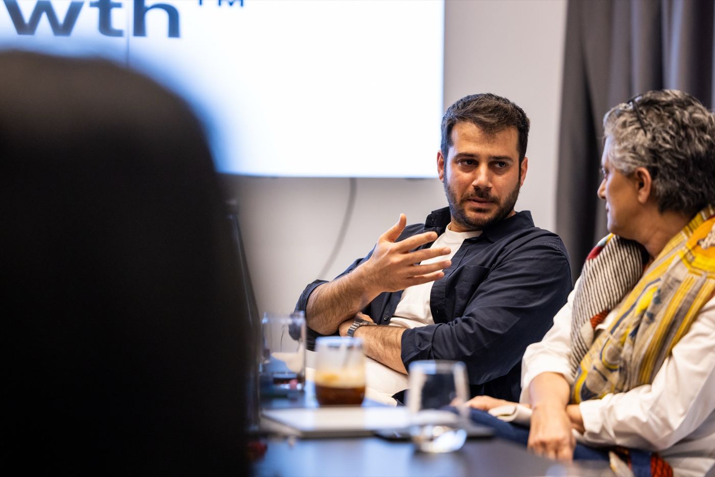A participant speaking during a session