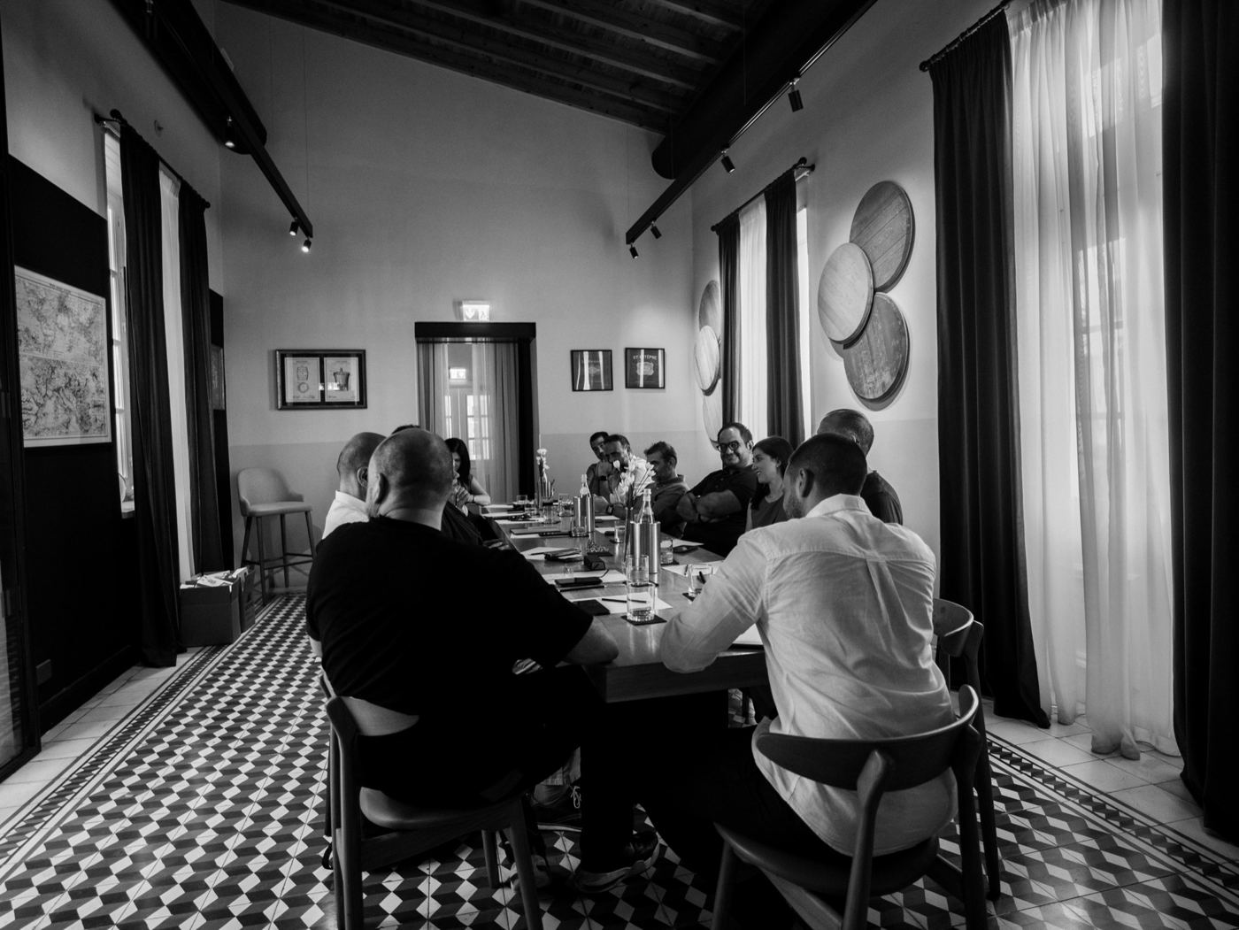 An earlier session around a long table